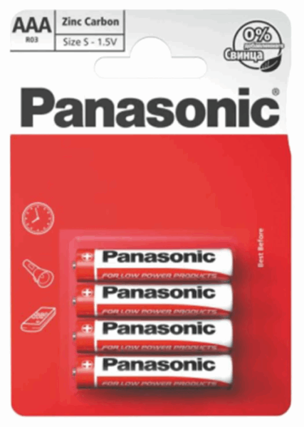PANASONIC BATTERY R03REL/4BPR (32861) ZINC AAA 4